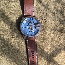 Diesel DZ-4458 Herren Chronograph Quarz Uhr Leder braun Zifferblatt blau 10 …