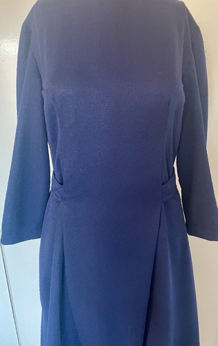 Vestido de día original vintage años 70 azul marino acampanado con lazo trasero - talla 14 - Imagen 3 de 10