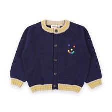 Bobo Choses Kids Fun Face Round Neck Cardigan Navy B225FC014 411 148986246