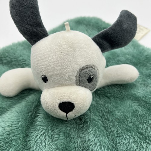 Puppy Lovey Unbranded 11" Square Green Plush w/Black & White Puppy on Top - Picture 2 of 6