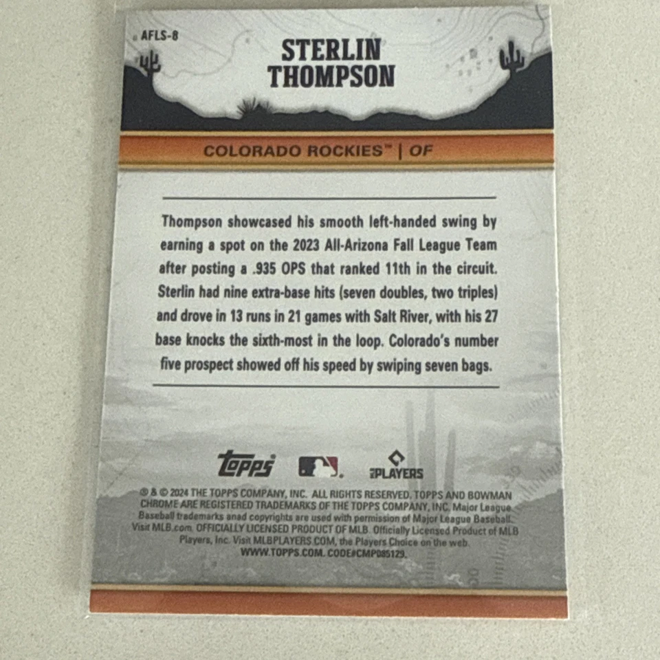 2024 Bowman Chrome Sterlin Thompson Arizona Fall League Stars insert #AFLS-8 - Image 2 of 2
