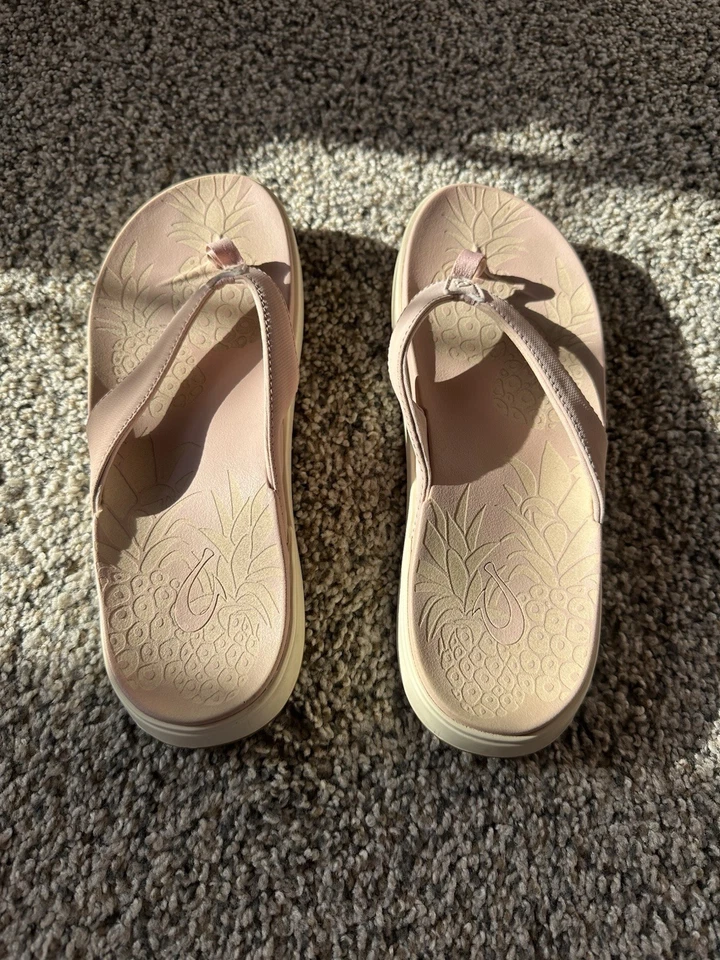 Chanclas Sandalia Mujer Olukai Rosa Claro Piña Agarre Húmedo Fondo de Goma Talla 8 Foto 4 de 4