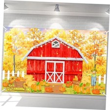 Fall Farm Backdrop Red Watercolor Pumpkin Patch Banner 6x3.6ft