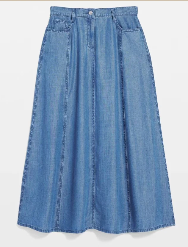 Jupe Droite Chico's Platinum - Denim Bleu Longueur Genou - Taille 1 (8-10) - Neuf Sans étiquettes