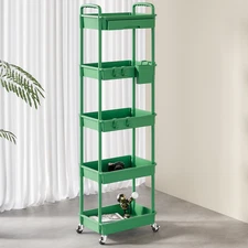 5-Tier Rolling Utility Cart Multifunctional Storage Cart with Drawer