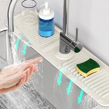24'' Faucet Mat for Kitchen Sink 5 Slope Fast Self-draining Faucet Mat Kitc...
