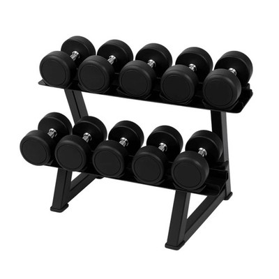 Ronde Dumbbell Set 2 10 kg met Rack   Compacte Halterset 60 kg met Vaste
