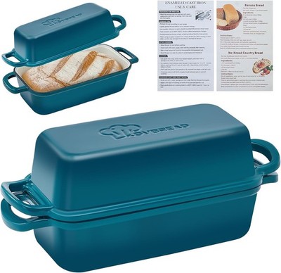 Cast Iron Loaf Pan with Lid 10x5 Inch Enameled Bread Loaf Pan for Sourdough