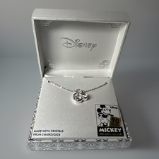 Disney 90 Years Mickey Mouse Silver Plated Swarovski Crystal 18  Chain FREE SHIP