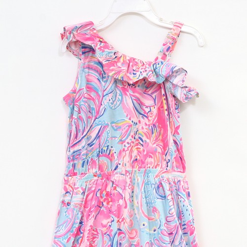 Lilly Pulitzer Girls Octavia Maxi Dress Floral Printed Ruffle S 4-5 Years 280887 - Picture 4 of 5