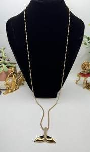 Authentic Kate Spade Off We Go Whale Tail with Crystals Gold Plated Necklace 31.5"