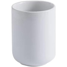 White Ceramic Handleless Straight Mug Drinking Cup and Toothbrush Holder for