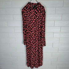GANNI Floral Shirt Dress Black Red Size 34 S Pre-Owned