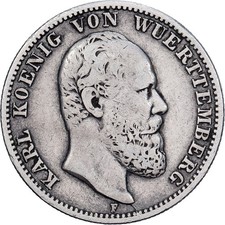 #1117783 M&uuml;nze, Deutsch Staaten, WURTTEMBERG, Karl I, Charles Ier, 2 Mark, 187