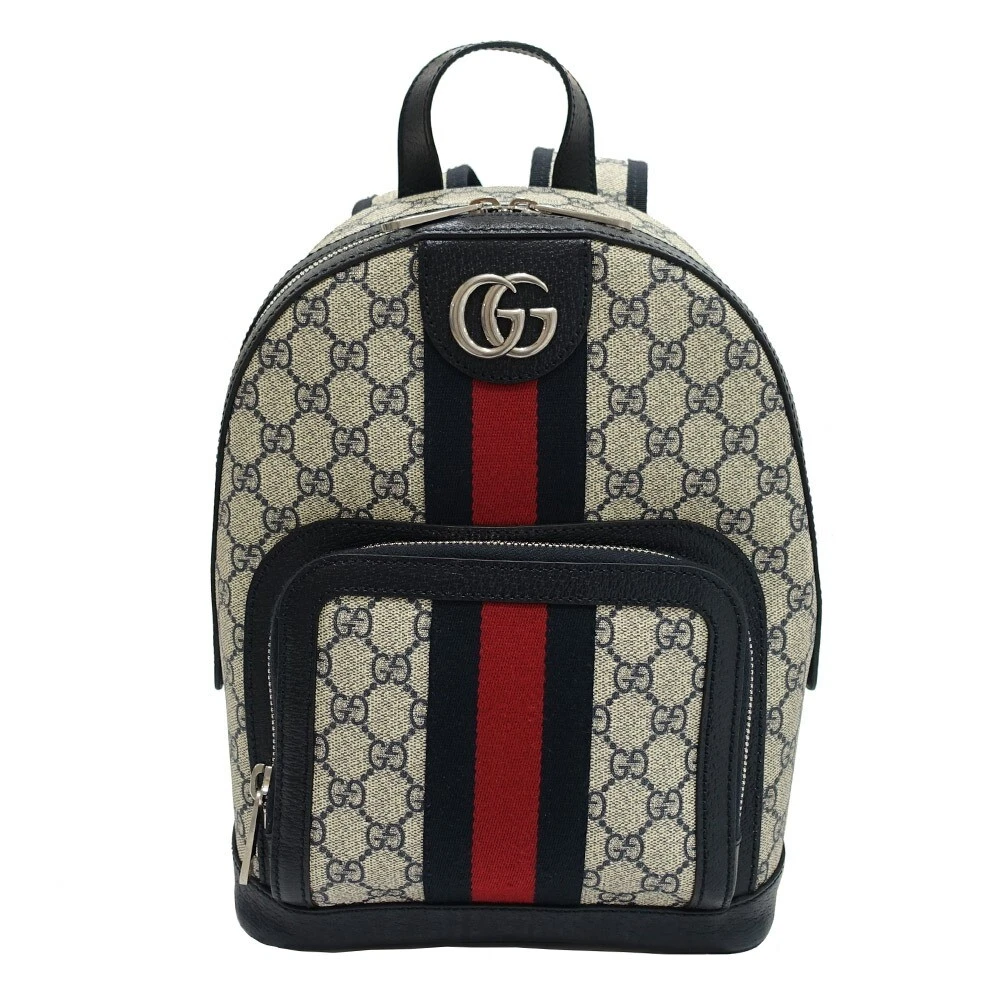 Petit sac à dos Gucci Ophidia Gg 547965 Supreme toile cuir beige bleu métal F