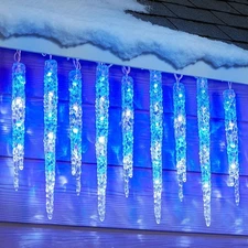 Minetom Icicle Lights Outdoor with Clips, 20ft 100 20 Tubes, Blue and White 