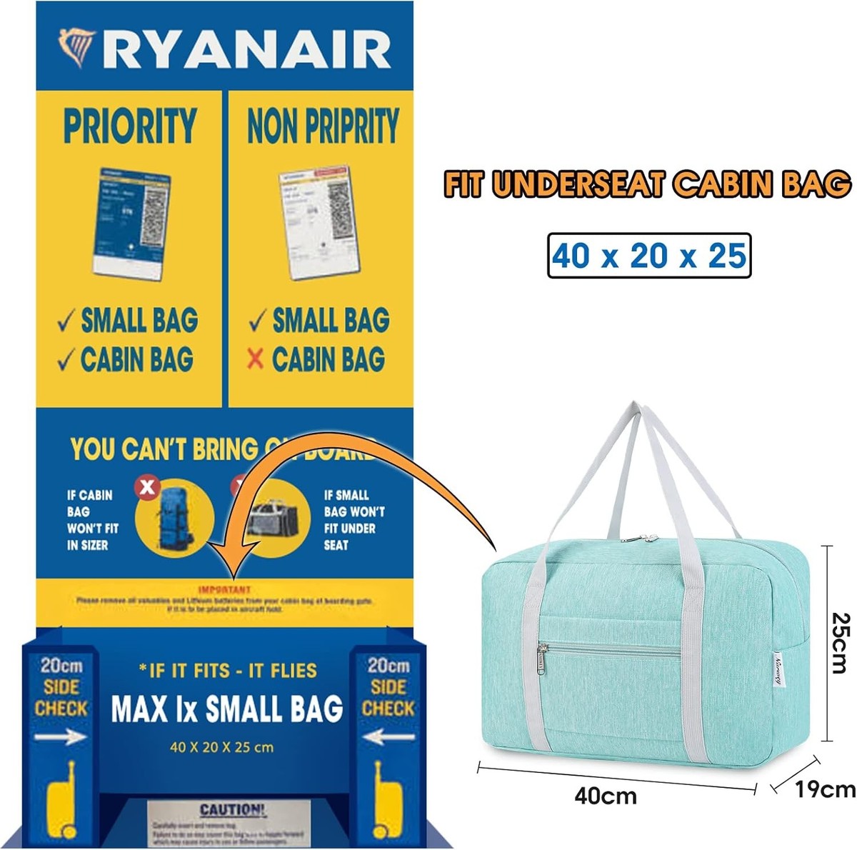 Cabin Baggage 40 X 20 X 25 Ryanair Ryan Air 40 X 20 X 25 Luggage