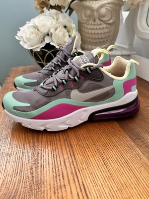 Nike Air Max 270 React Big Kids 6Y Shoes Gun smokeViolet Silver BQ0103-007