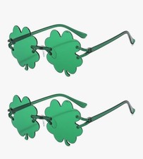 8 Pair St Patrick's Day Shamrock Sunglasses Bulk Green 4 leaf Clover