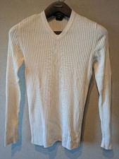 Gucci White V-Neck Ribbed Knit Sweater Size M Men Auth From Japan TK