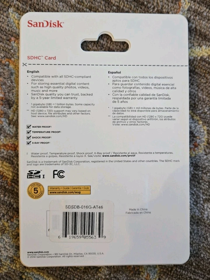 New SanDisk 16GB SDHC Class 4 SD Flash Memory Card Camera 16 GB SDSDB-016G-AT46 - Image 2 of 2
