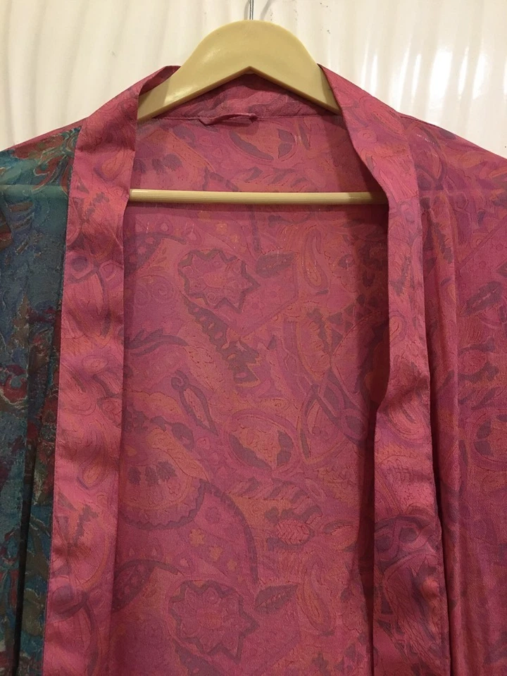 100% Silk Chiffon Short Kimono Duster Jacket Cardigan Cape Loose Robe KMS3676 - Image 2 of 4