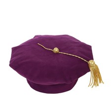 Doctoral Graduation Tam 8-Sided 6-Sided PHD Velvet Cap with Gold Tassel