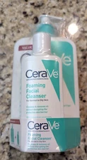 CeraVe Foaming Facial Cleanser Normal to Oily Skin 16 oz + Travel Size 3 oz