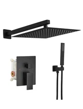 KOJOX 12 Inch Black Shower System with Rain Shower Head, Handheld Shower