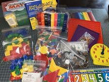 Large Lot of Math Manipulatives K-3 Base 10 Unifix Cubes Tangrams Counting Bears