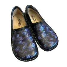 Alegria Debra Peacock Clogs Leather Slip-On Comfort Shoes Nursing Size 36 Womens