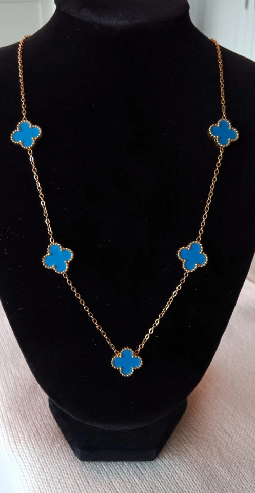 Elegante 4-blättrige Kleeblatt Halsketten mit 5 oder 10 Blumen, 40,8 cm lang - Bild 2 von 4