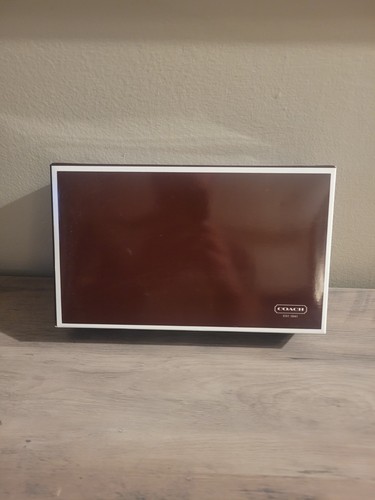 Empty Coach Gift Box Brown White Stripe Orange Interior 8.75"x5.25"x1.5" Medium