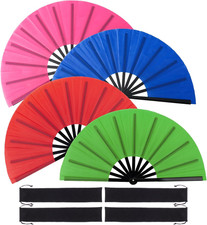 Large Folding Hand Fans for Line Dancing, 13 Inch Clacking Popping Rave Fan for