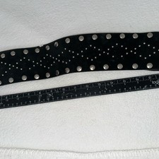 Vintage Y2K Wide Black Suede Belt Boho Silver Studded