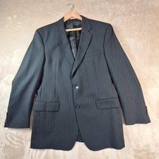 Jos. A. Bank Blazer Mens 42L Charcoal Pinstripe 100 Wool 2 Button Single Vent