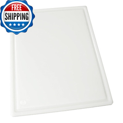 Winco Heavy-Duty White Plastic Cutting Board w/ Groove, 18''x24''x3/4'' NSF