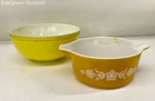 Pair of Vintage Pyrex Butterfly Gold & Yellow Mixing Bowls