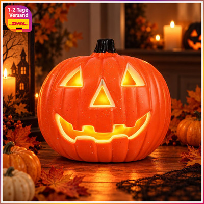 Halloween Kürbis Laterne Leuchtkürbis Jack-O-Lantern für Herbst Dekoration