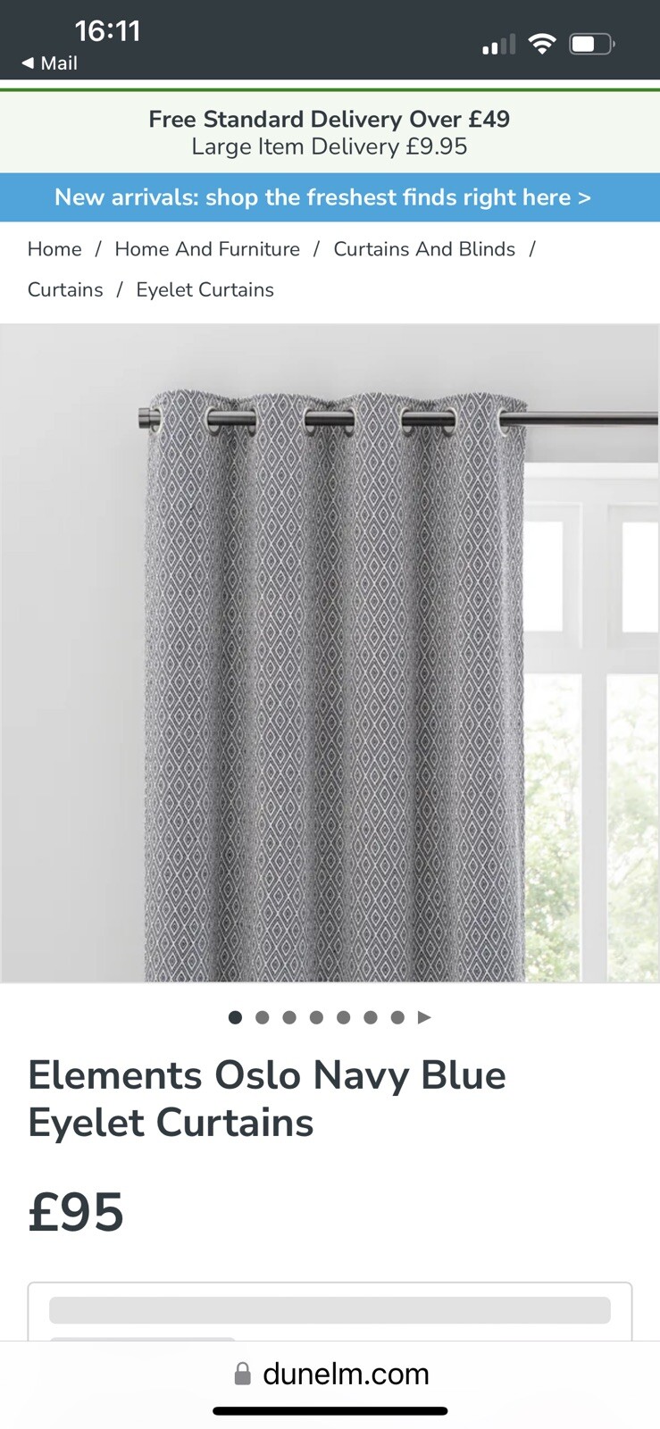 Dunelm curtains 90 x 90 eyelet eBay