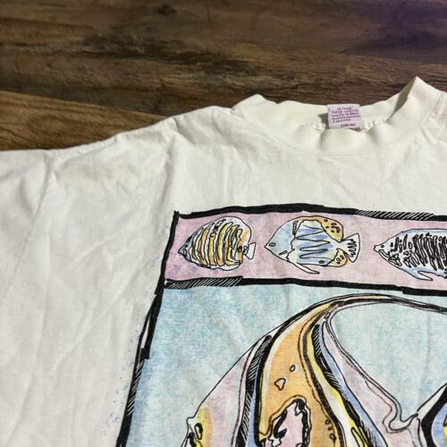 Vintage 90s T Shirt Fish Tropical Sandestin Fish Print USA Made Cyrk Mens XL - Picture 11 of 24