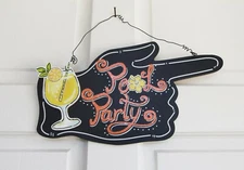 Pool Party Wood Sign, 15” Hanging Door Décor, Margarita Art