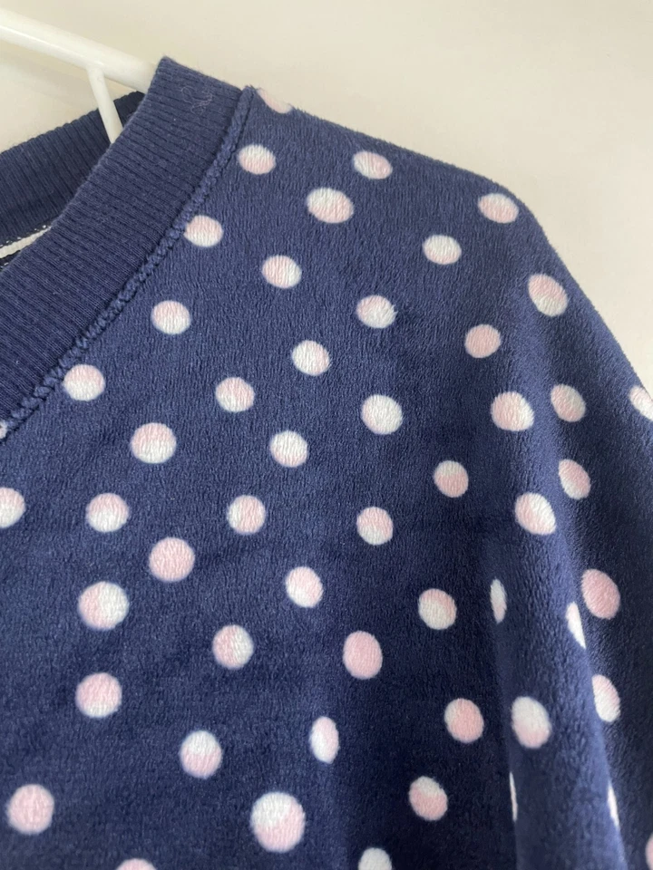 Nautica PJ Топ женщин размер XXL темно-синий розовый белый горошек флис v-образным вырезом - Изображение 3 из 4