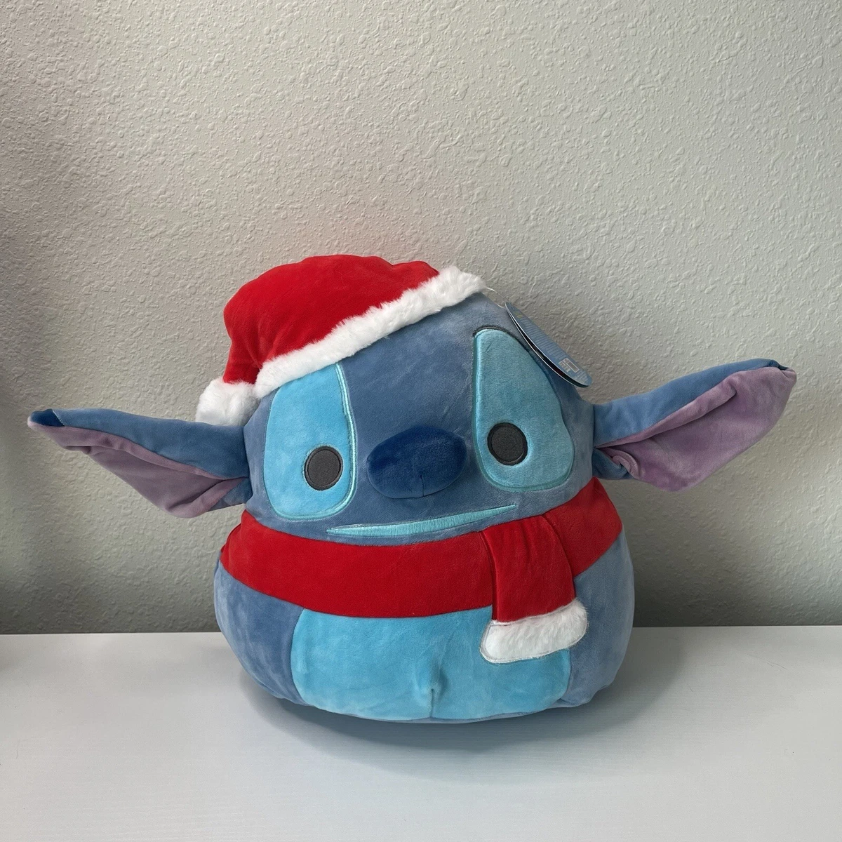 2021 RARE Disney Stitch Christmas Squishmallow 12” Plush With Santa Hat &  Scarf