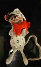 Annalee Doll 1991 Deck The Halls 6" Mouse in Night shirt  Cup