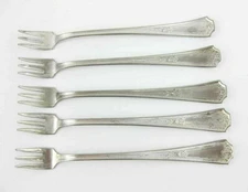 Vintage National Silver Co. "Nine" Pattern Cocktail/Seafood Forks Silverplate(5)