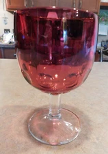 MCM Bartlett Collins Cranberry Atomic Ruby Thumbprint Glass Goblet