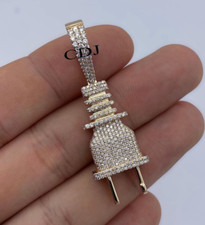 Men's Electric Plug Pendant In Tester Passing Moissanite 925 Sterling Silver