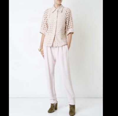 NWT Chloé Powdery Pink tie ankle cuff trousers