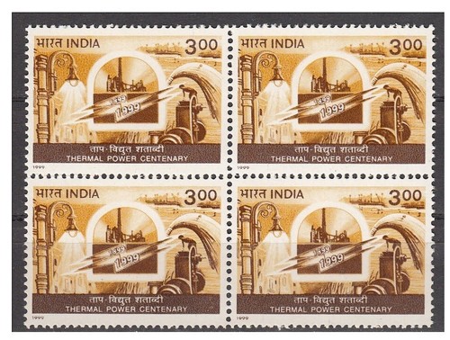 India 1999 Thermal Power Centenary Energy Fossil Fuel Stamp Blk/4 MNH - 第 1/2 張圖片